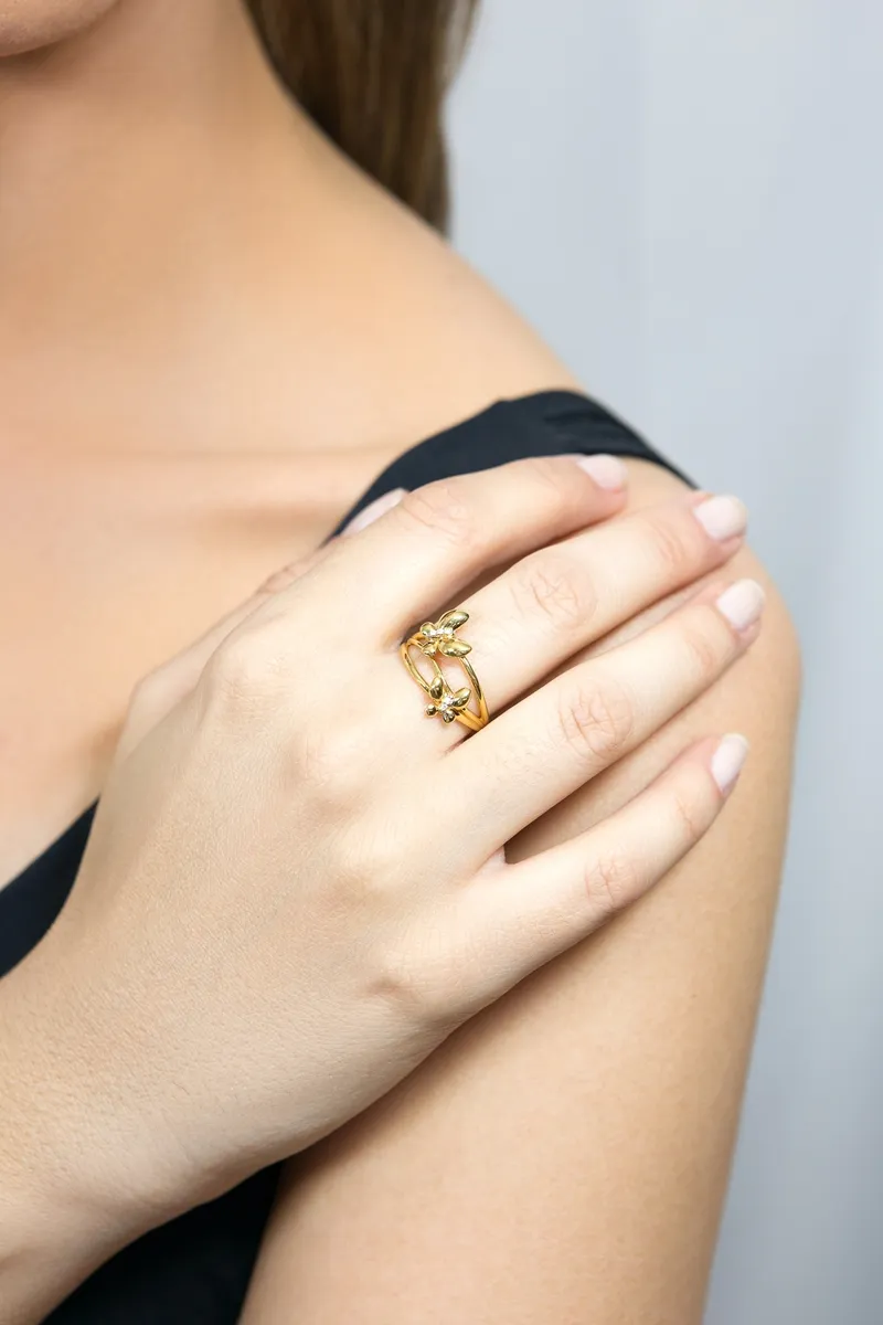 Anel de Ouro 18k de Borboleta com Diamante