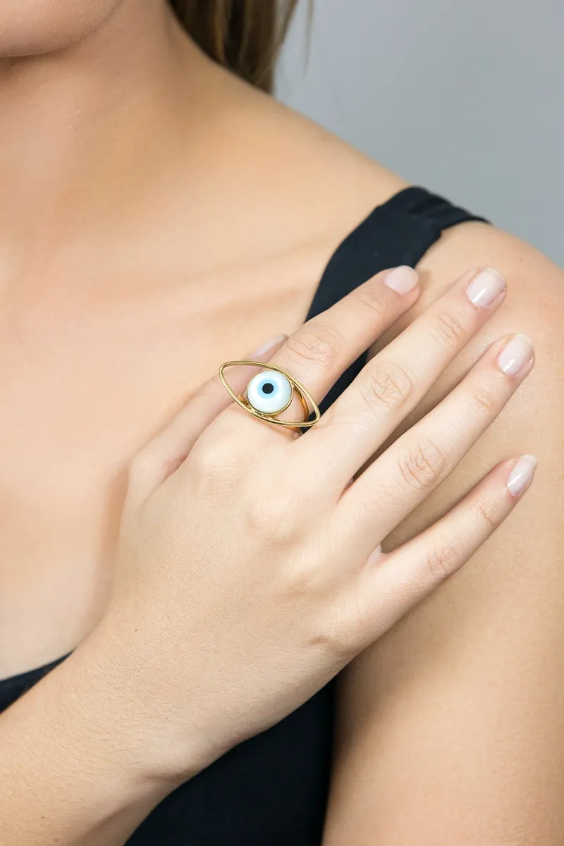 Anel de Ouro 18k de Olho Grego.