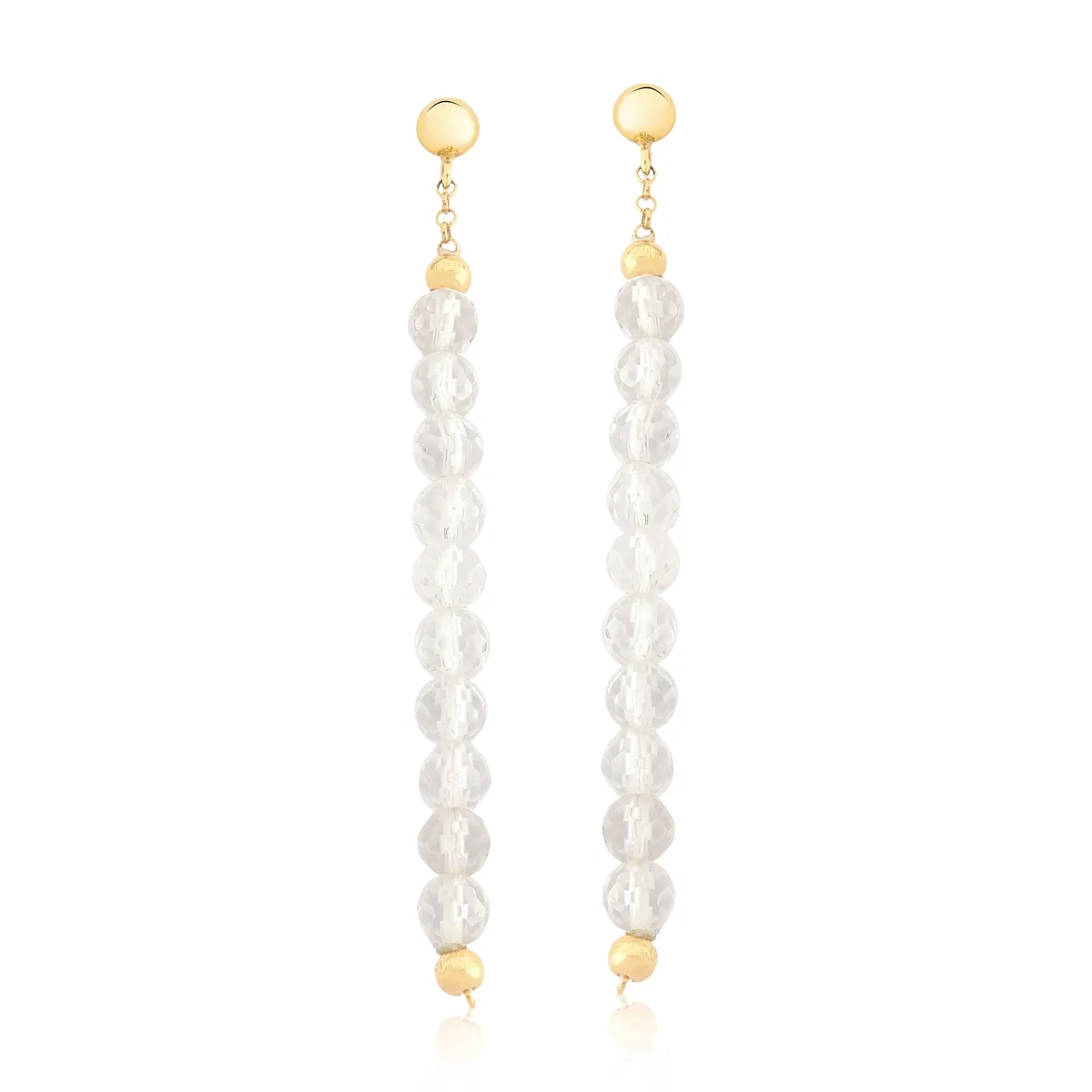 Brinco de Ouro 18k modelo Drop Earrings de Gemas de Cristal Branco