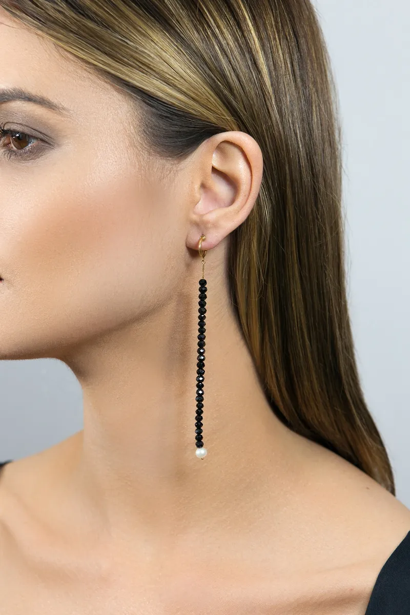 Brinco de Ouro 18k com Espinélio e Pérola