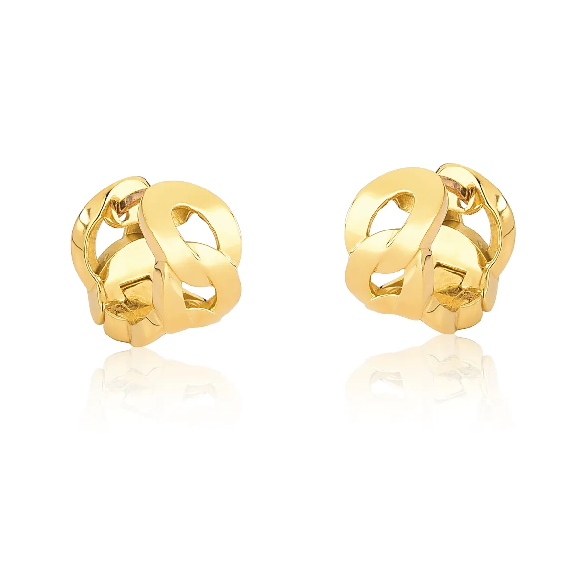 Brinco Groumet argola click  ouro 18k elos vazados polidos