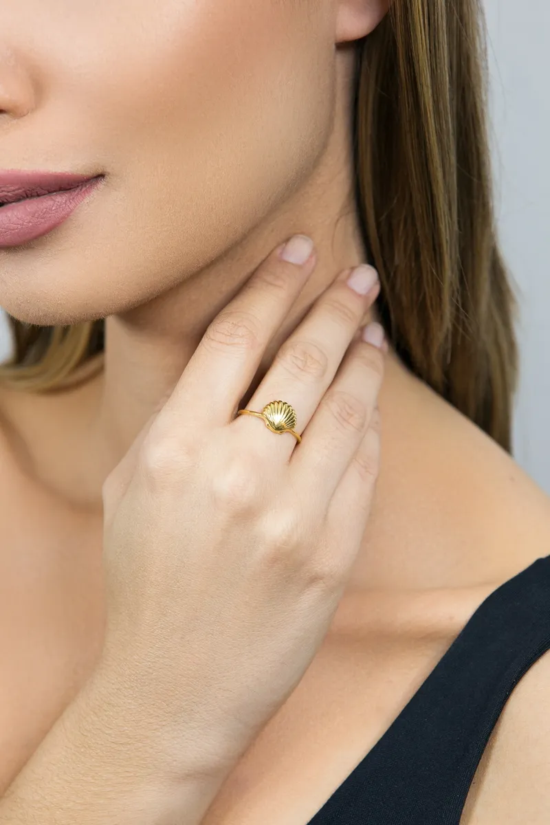 Anel de Ouro 18k de Concha.