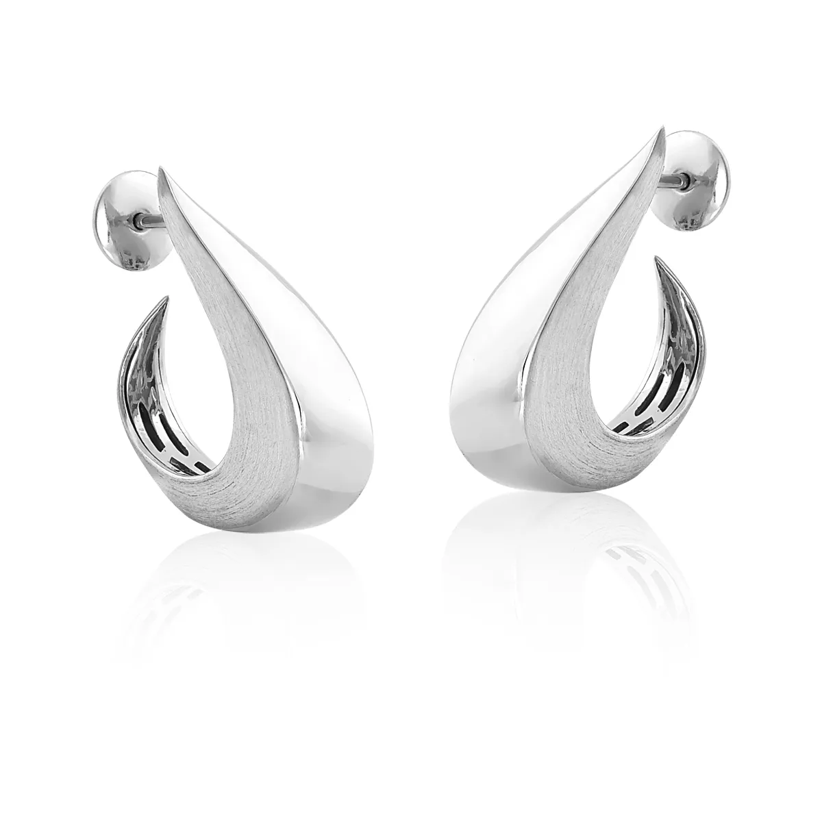 Brinco Contour prata 925 argola encaixe fosca e polida