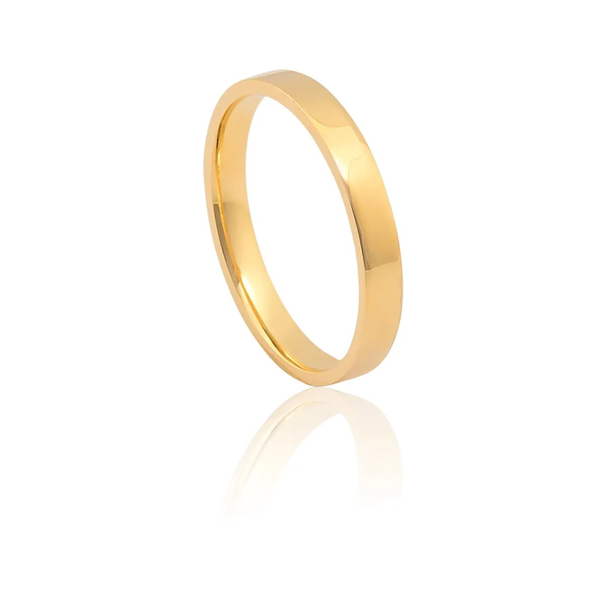 Aliança de Ouro 18k Anatômica Quadrada Polida Lisa-Alianças Exclusivas Coliseu(3,00MM)