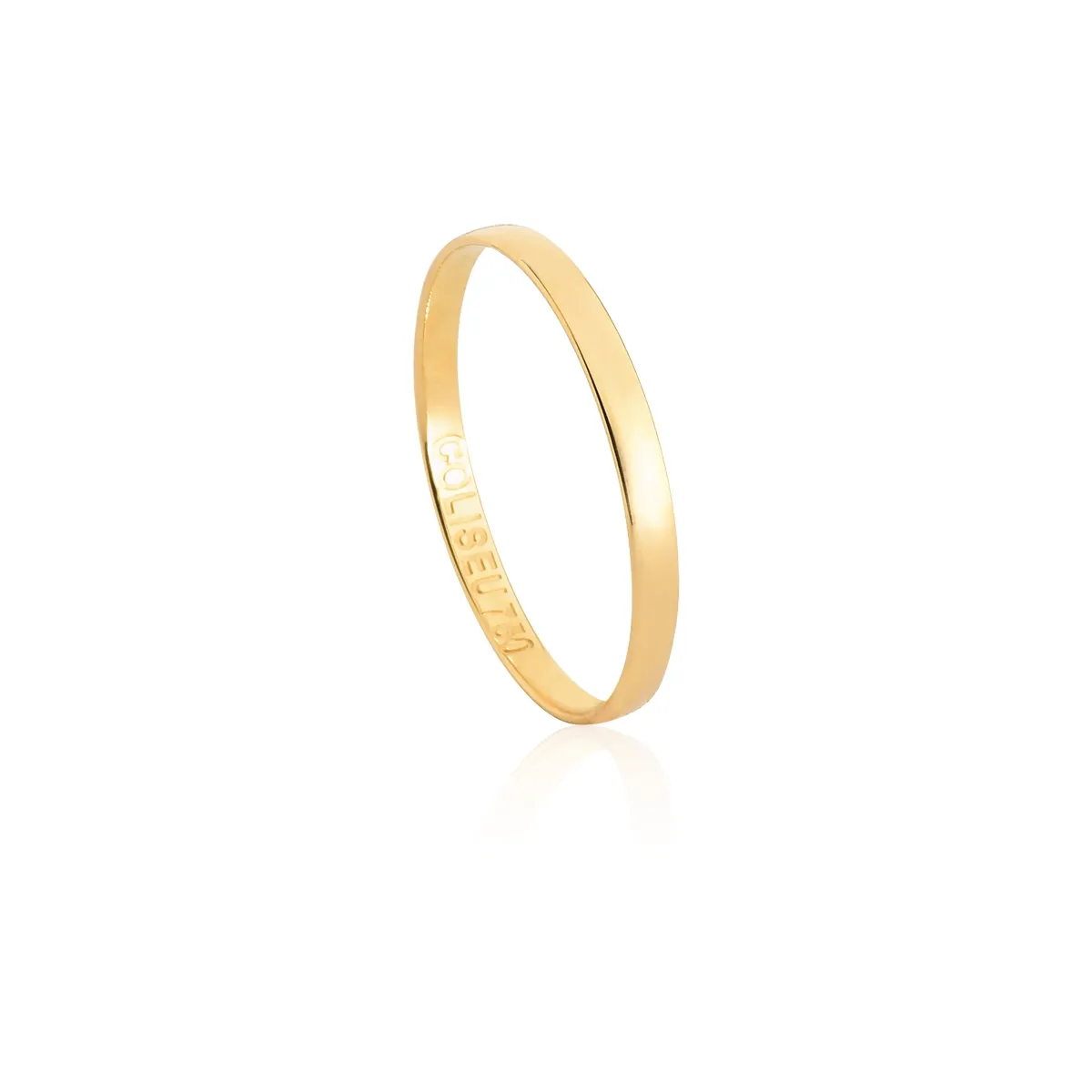 Aliança Only You reta meia cana ouro 18k polida 2MM