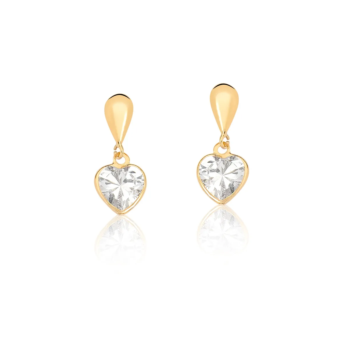 Brinco Essentials infantil gota ouro 18k coração de Zircônia branca