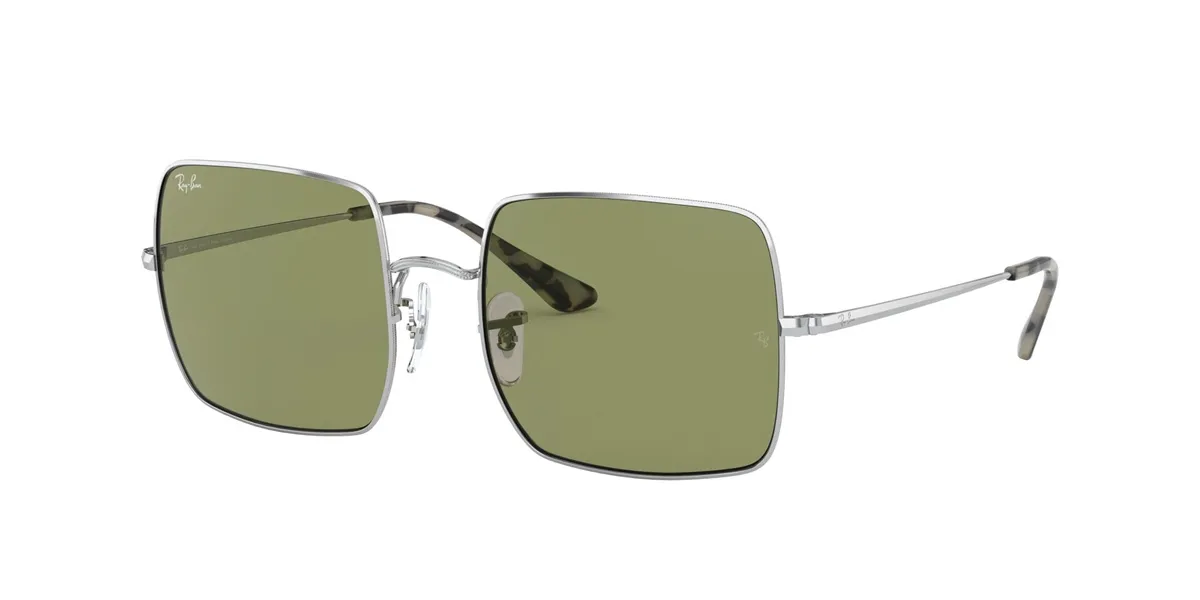 Óculos de Sol Ray-Ban Square 0RB1971L 91974E54 Metal Prateado com lentes na cor Verde