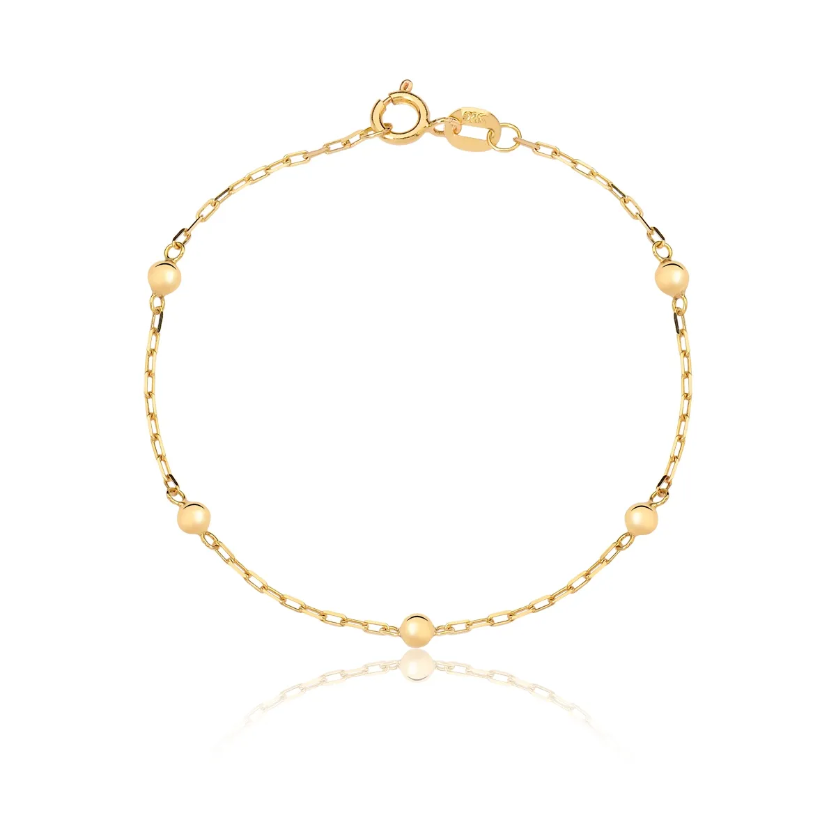 PULSEIRA INFANTIL DE OURO 18K PARA  BEBÊ COM BOLINHAS-13CM