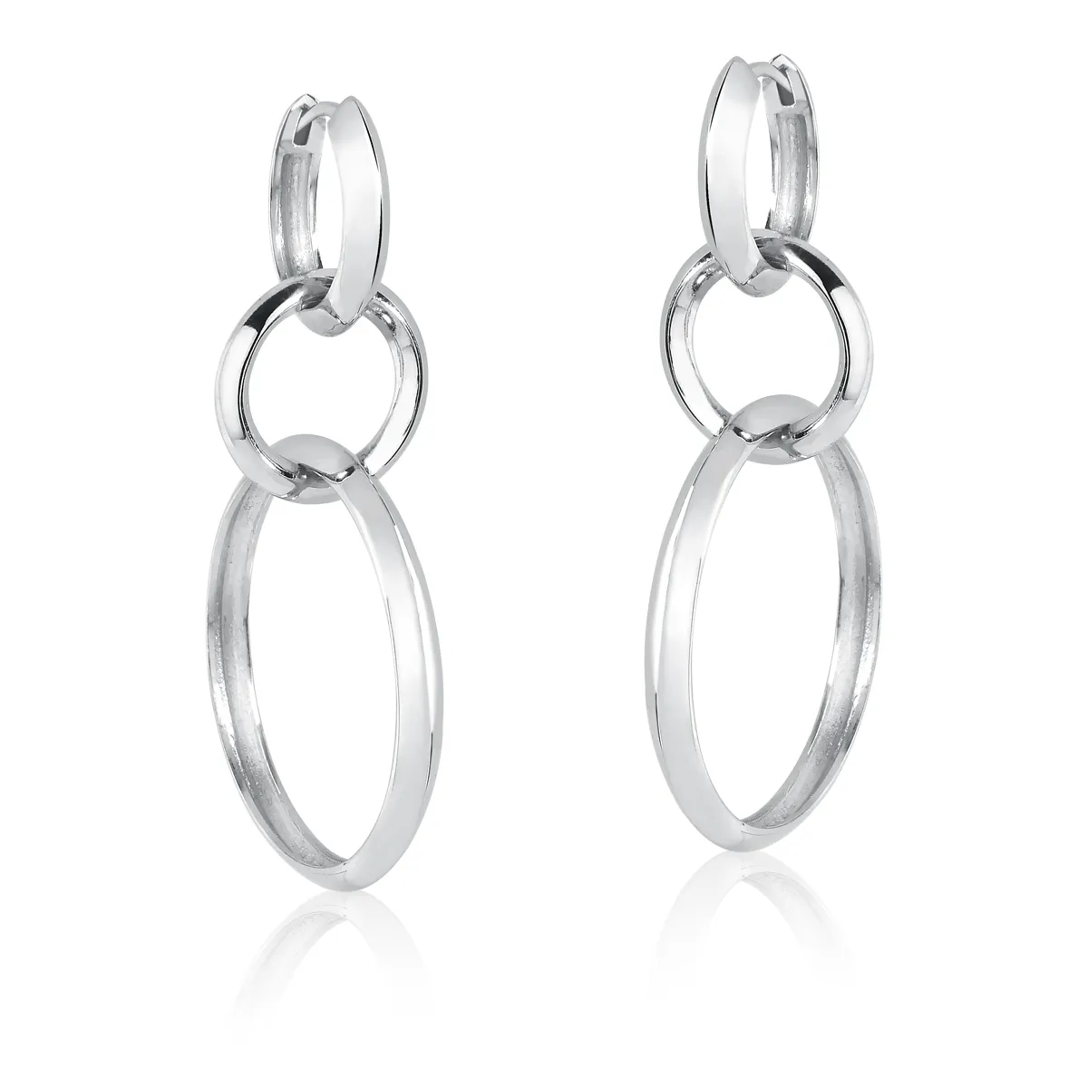 Brinco For me Côtés argola click prata 925 pingente de elos polidos