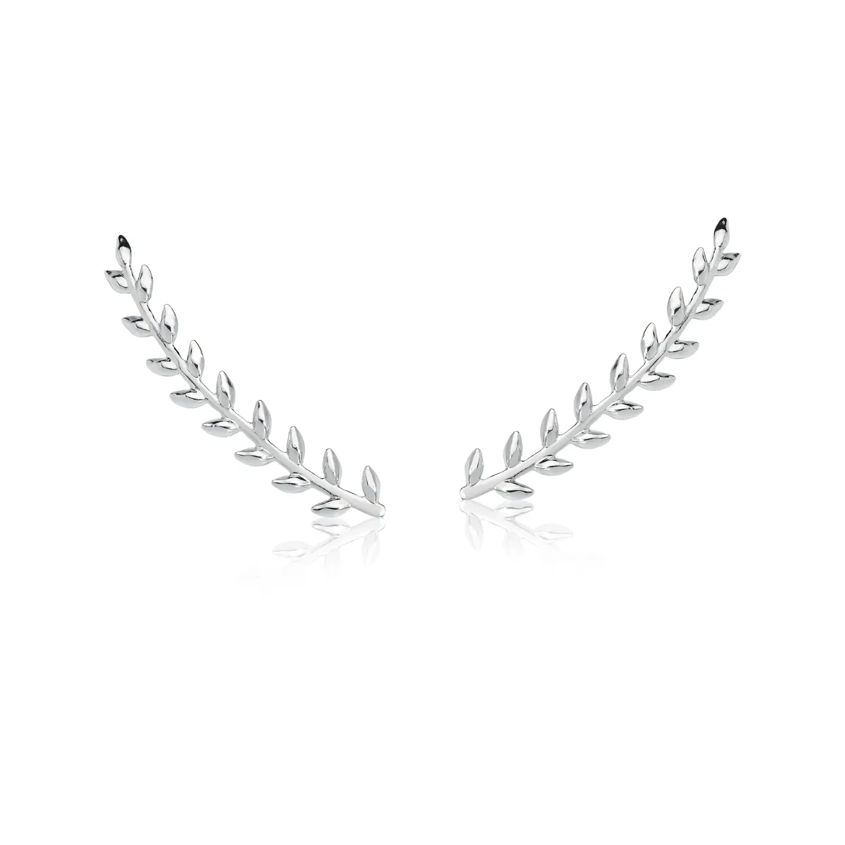 Brinco de Prata 925 Ear Cuff de Folhas Rodinadas-Coleção Selva