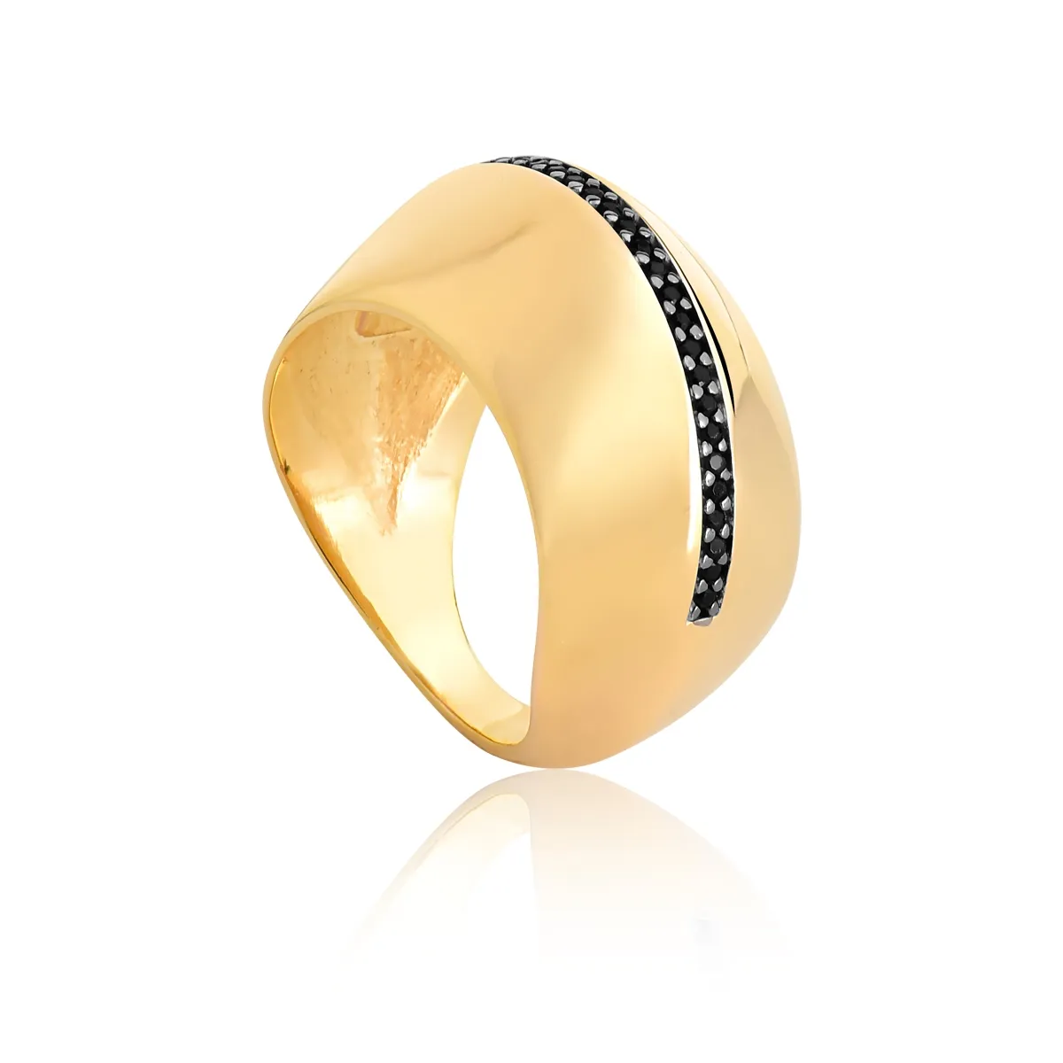 Anel For me Côtés abaulado prata 925 dourada com gemas de Espinélios