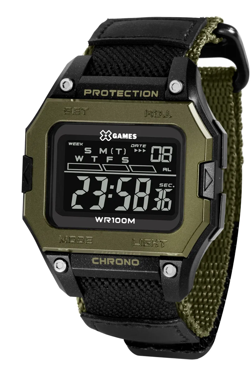 RELÓGIO X GAMES MASCULINO DIGITAL VERDE MILITAR-XGPPD139-PXEP