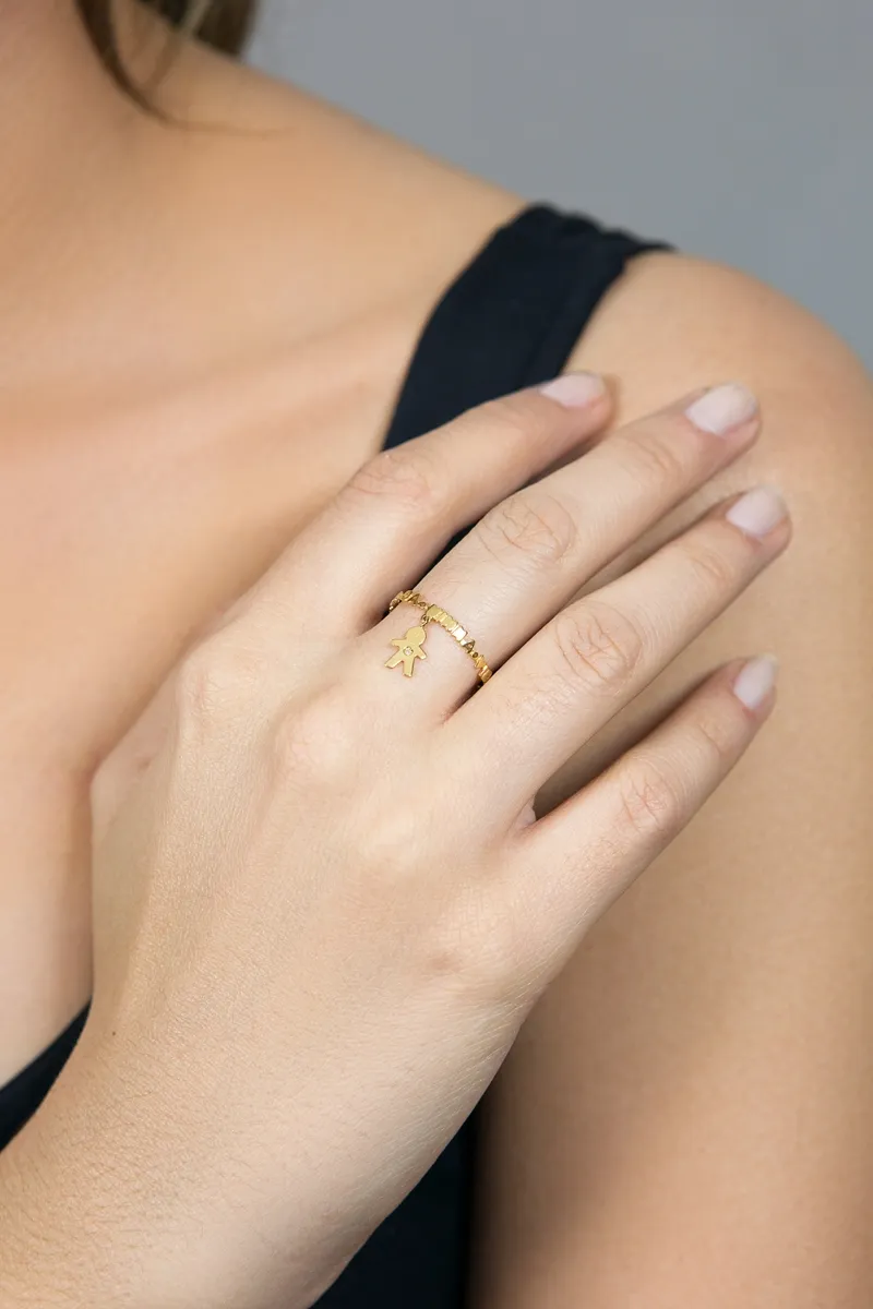 Anel de Ouro 18k de Menino com Diamante