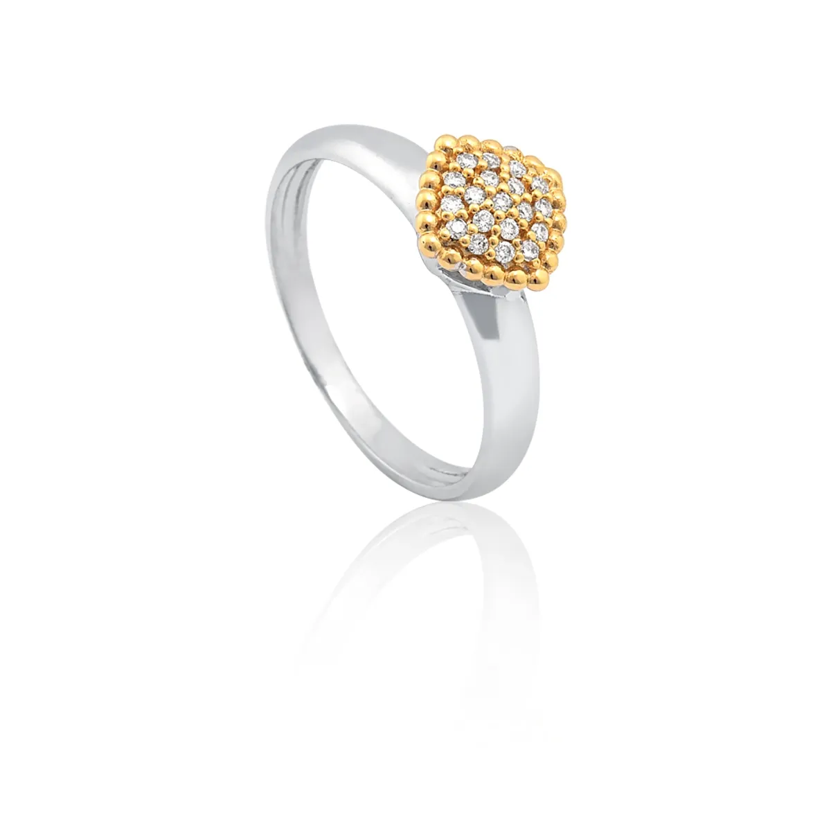 Anel de Prata 925 com Ouro 18k e Diamante