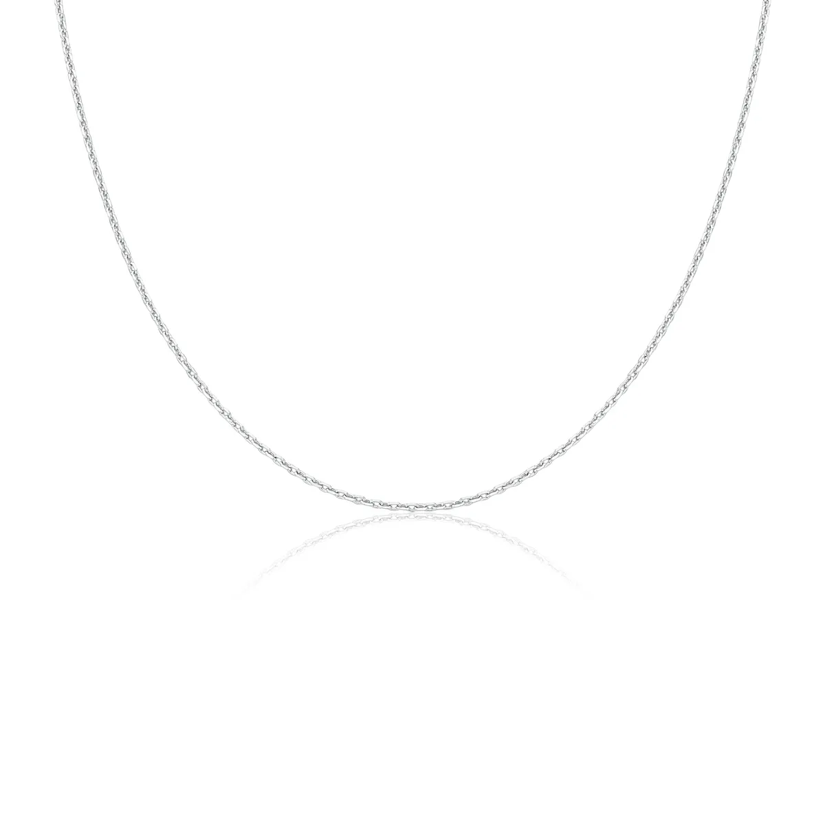 Corrente elo Cadeado 45cm ouro branco 18k maciça