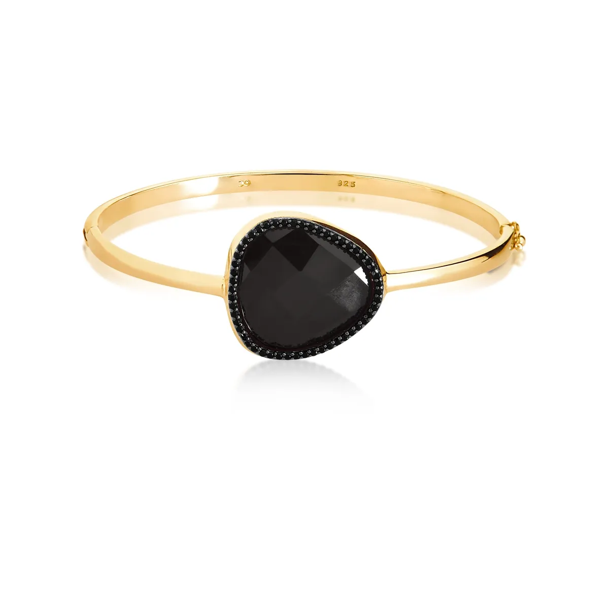 Pulseira For me Bronx bracelete prata 925 dourada com gema briolet Ônix e Espinélios