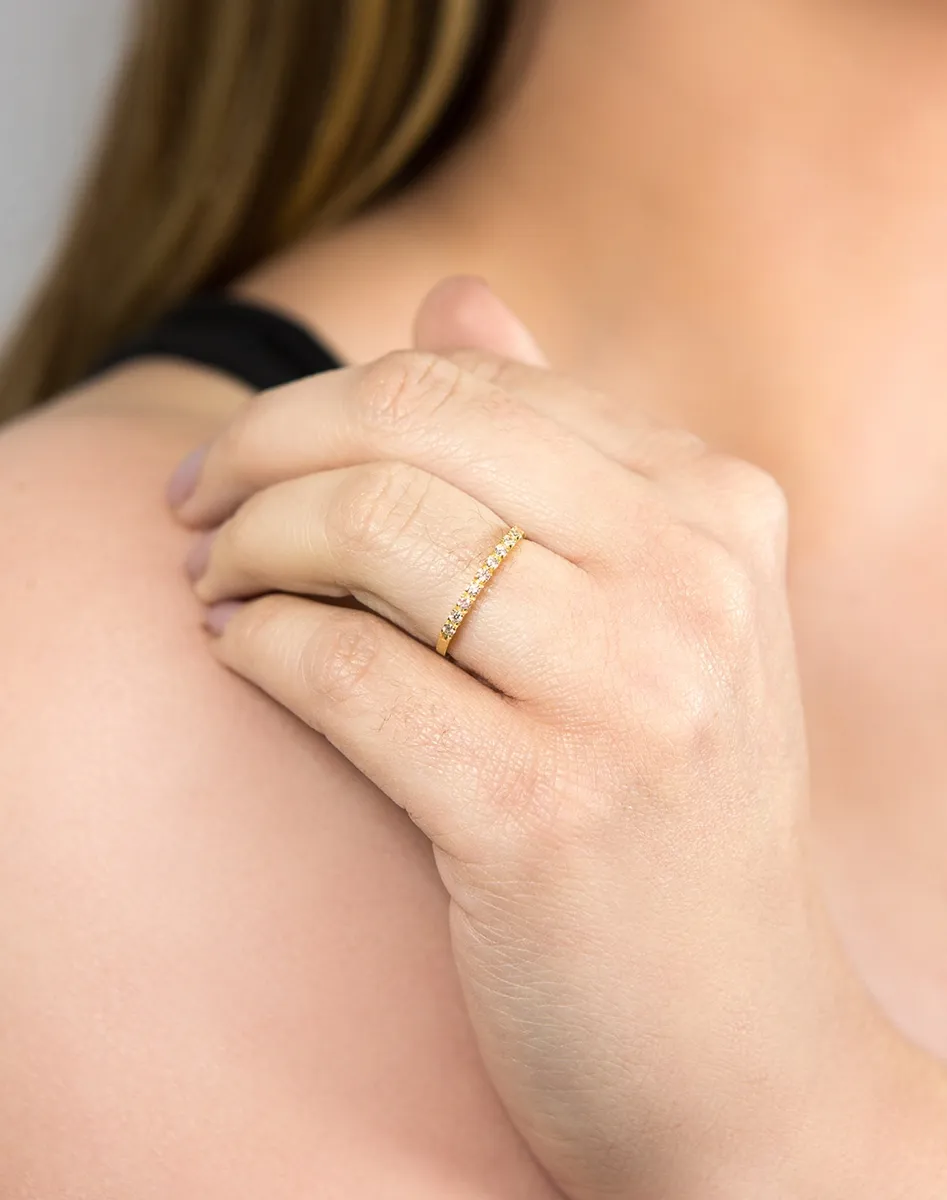 Anel ouro 18k meia aliança com 22pts de Diamantes Coleção True 1