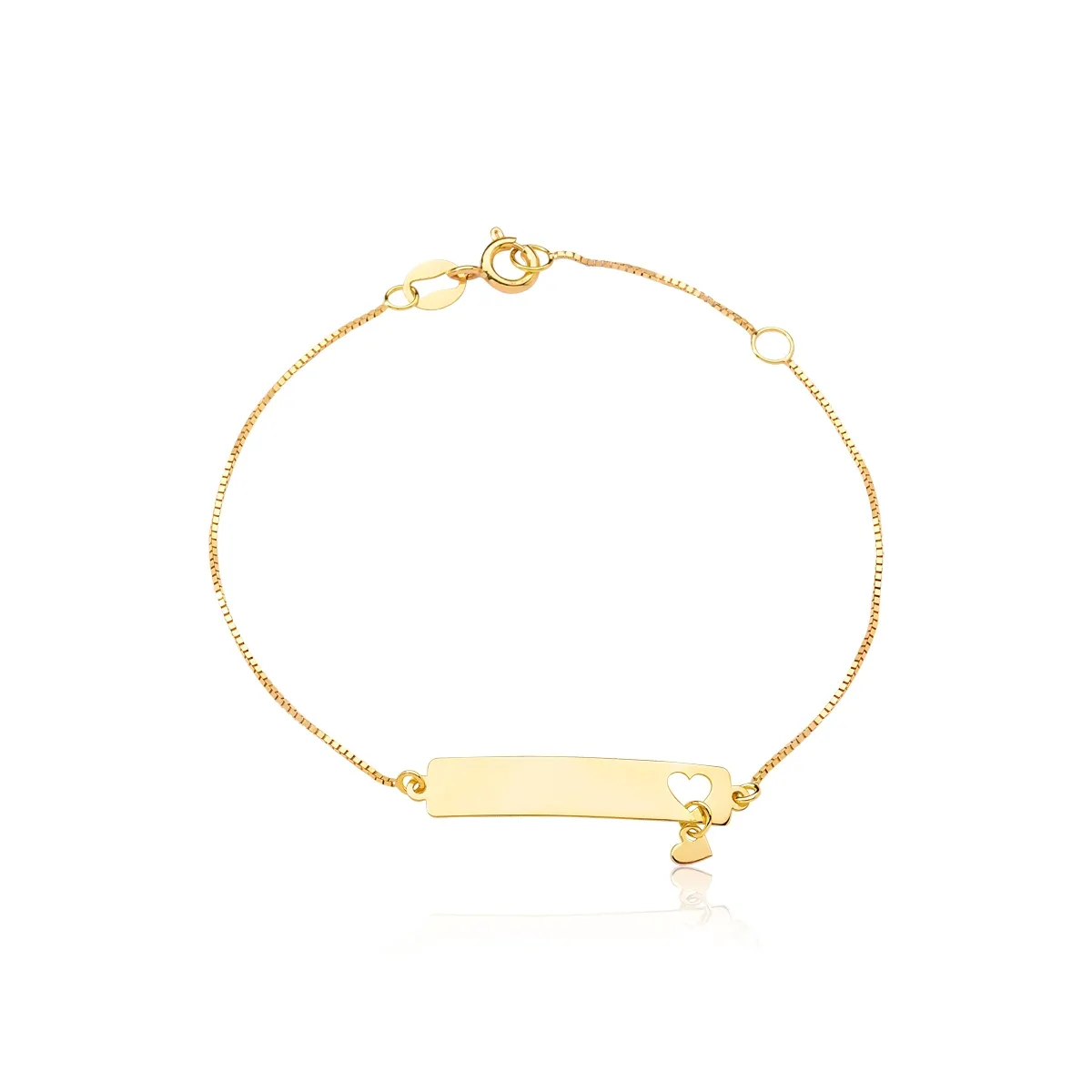 PULSEIRA INFANTIL DE OURO 18K MELINDROSA COM CORAÇÃO-15CM