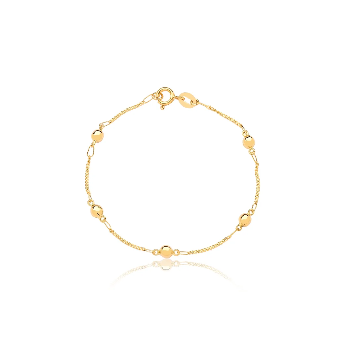 PULSEIRA INFANTIL DE OURO 18K PARA BEBÊ DE BOLINHAS -13CM