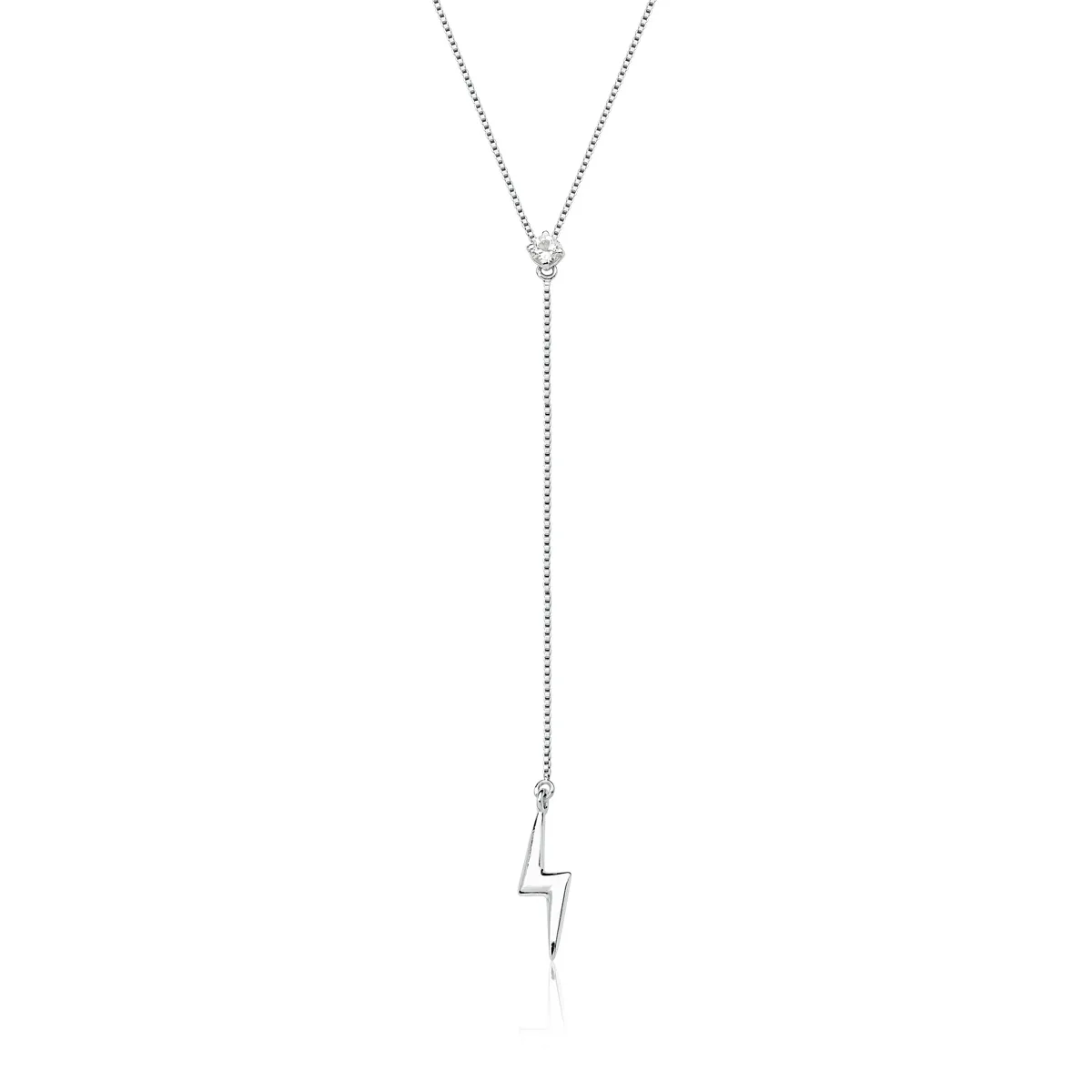 Gargantilha de Prata 925 Gravata com Raio e Topazio Coleção Rayo