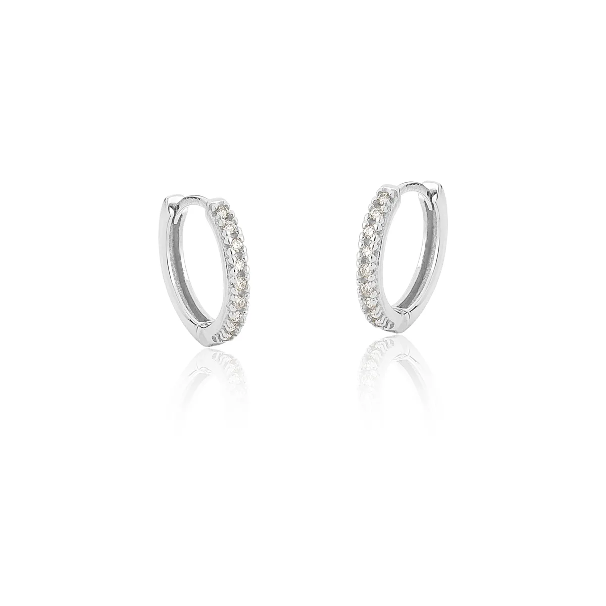 Brinco Gifts argola click ouro branco 18k com 9pts de Diamantes