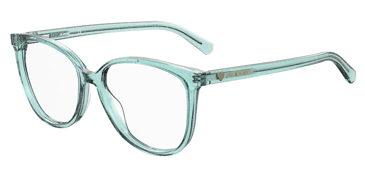 Óculos de Grau Love Moschino MOL558 5CB 5416 Acetato Verde Água Transparente