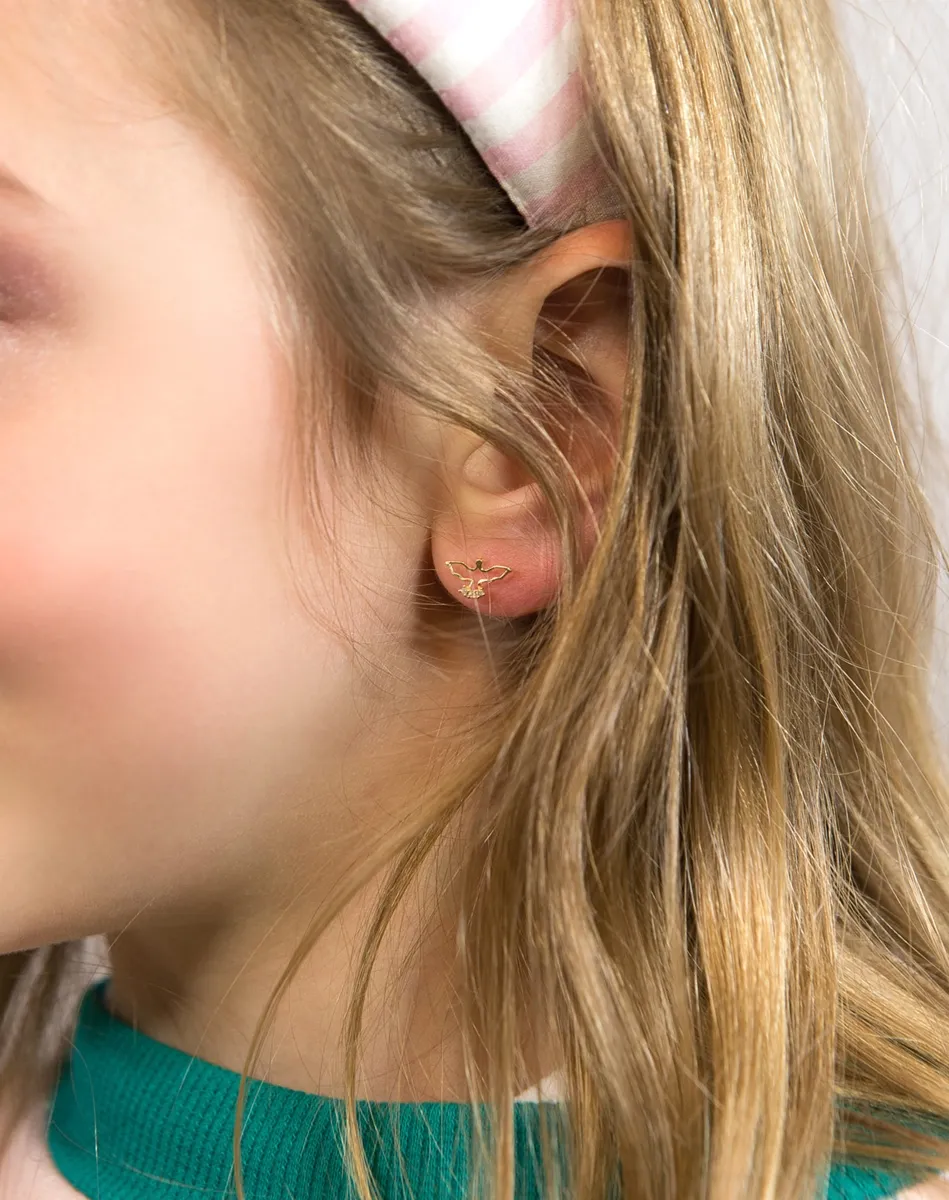 Brinco de Ouro 18k Espirito Santo com Diamante