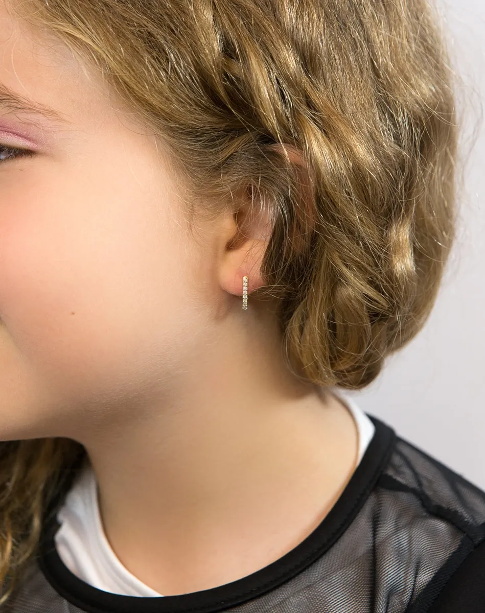 Brinco de Ouro 18k Argola com Diamantes