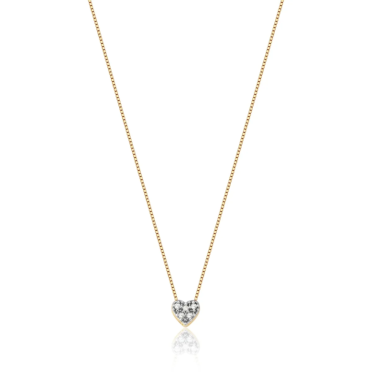 Gargantilha Gifts For Love veneziana ouro 18k coração com 2,5pts de Diamantes