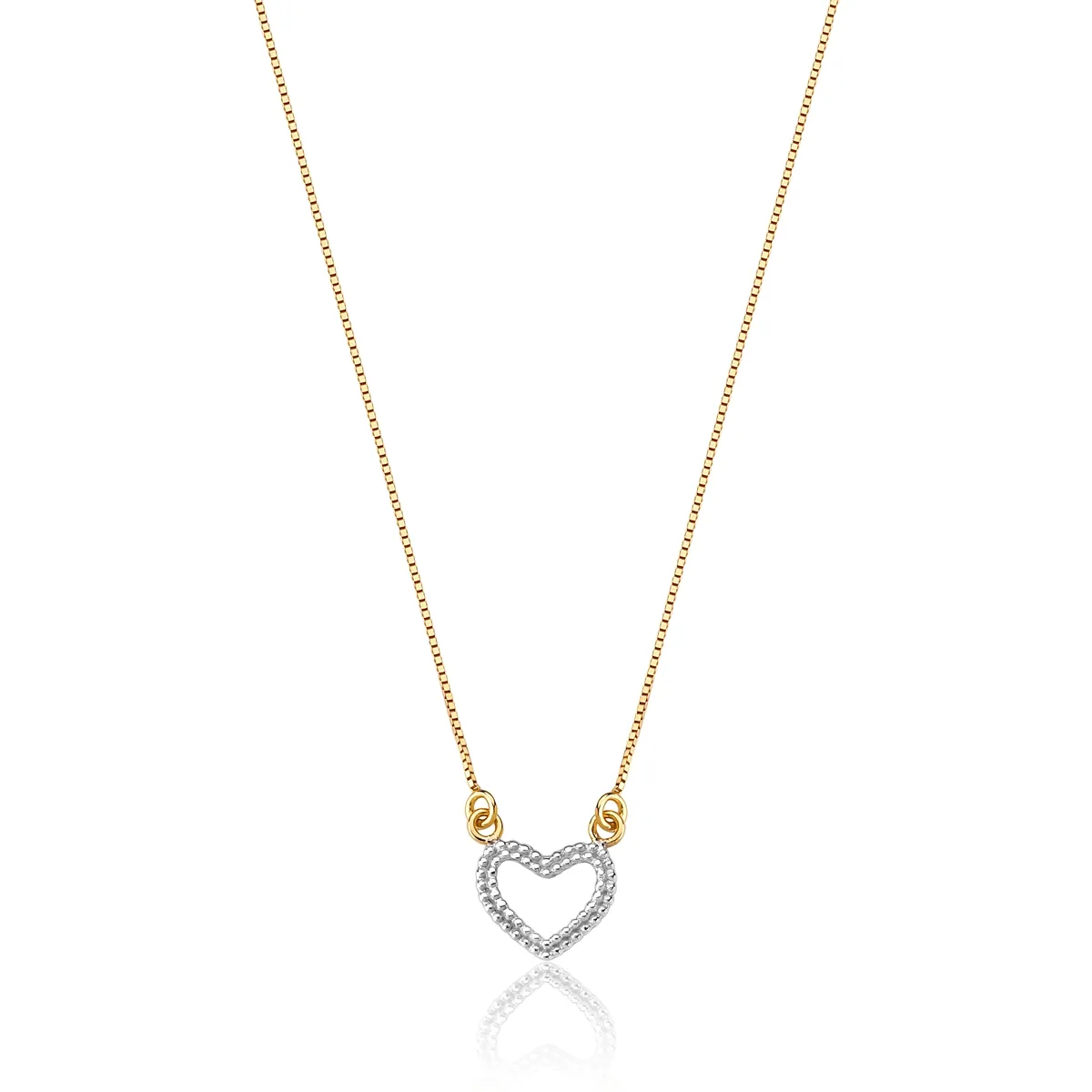 Gargantilha Gifts For Love ouro 18k com pingentes coração e chave