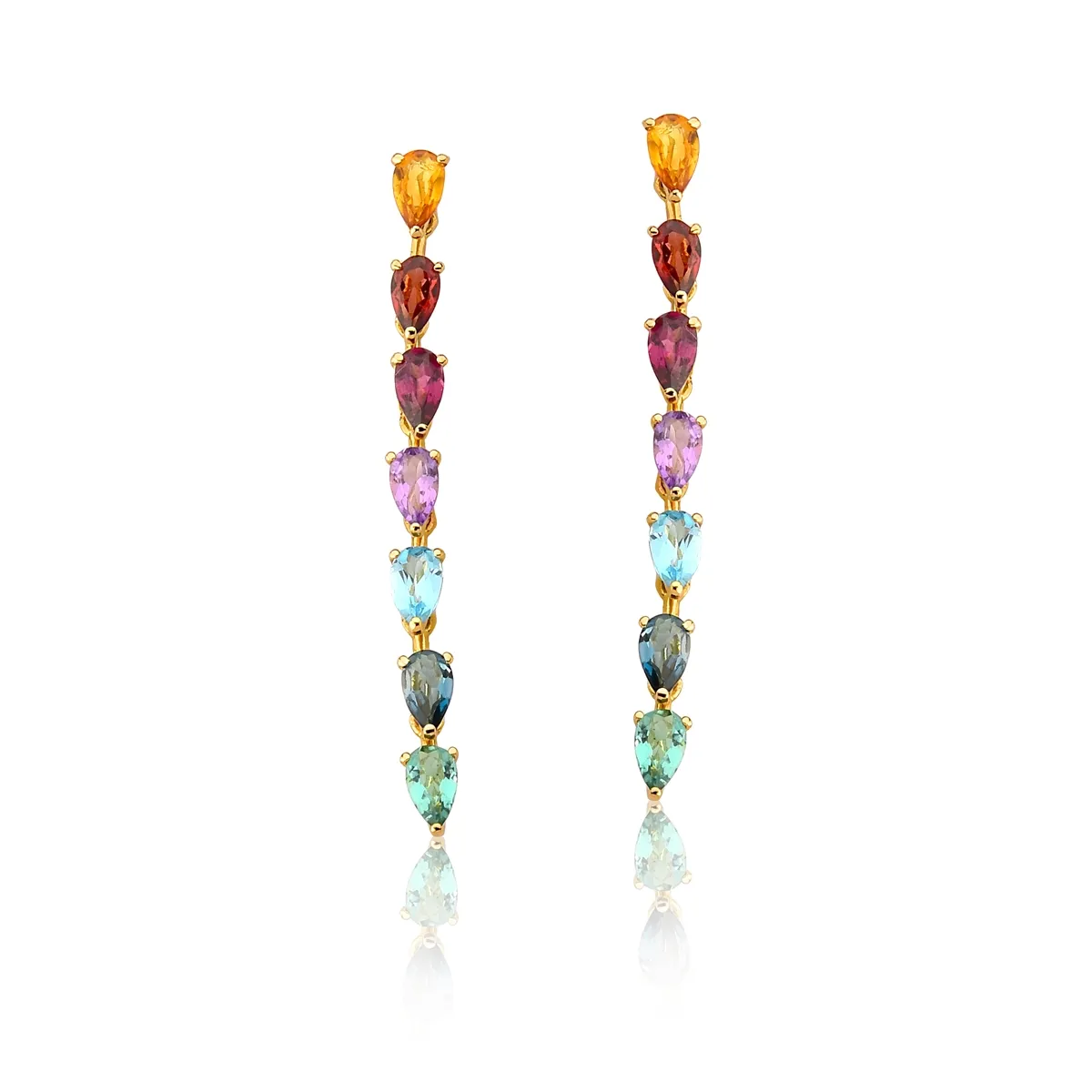 BRINCO DE OURO 18K GOTA COM MIX DE PEDRAS BRASILEIRAS-COLEÇÃO COCKTAIL