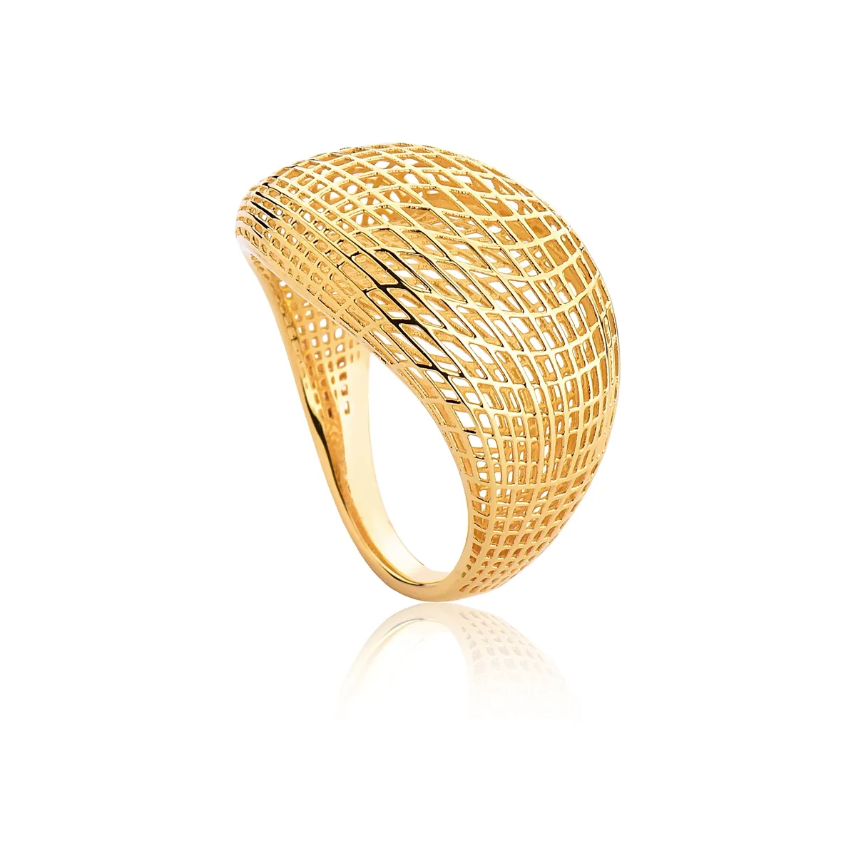 Anel Too Love ondulado ouro 18k rendado vazado