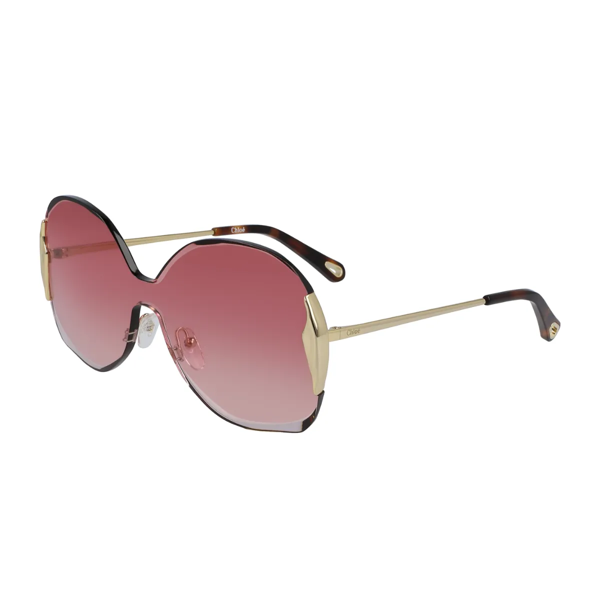 Óculos de Sol Chloé CE162S 850 59 Metal Dourado com lentes na cor Rosa Degradê