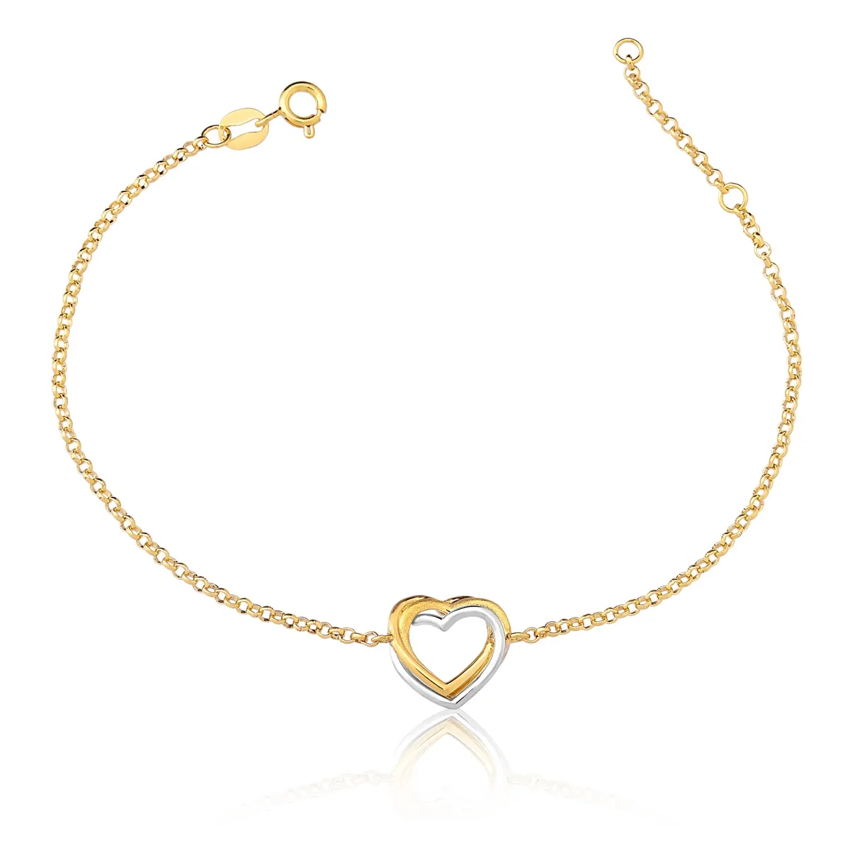 PULSEIRA DE OURO 18K CORAÇÕES ENTRELAÇADOS LISOS