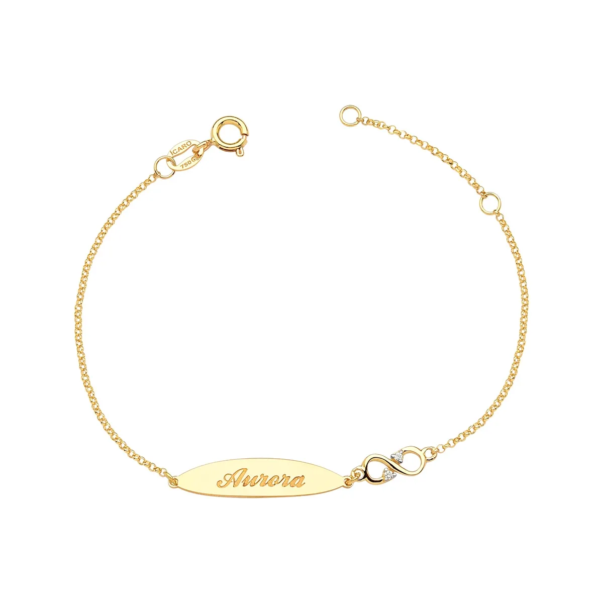 PULSEIRA INFANTIL DE OURO 18K MELINDROSA INFINITO COM DIAMANTE-15CM