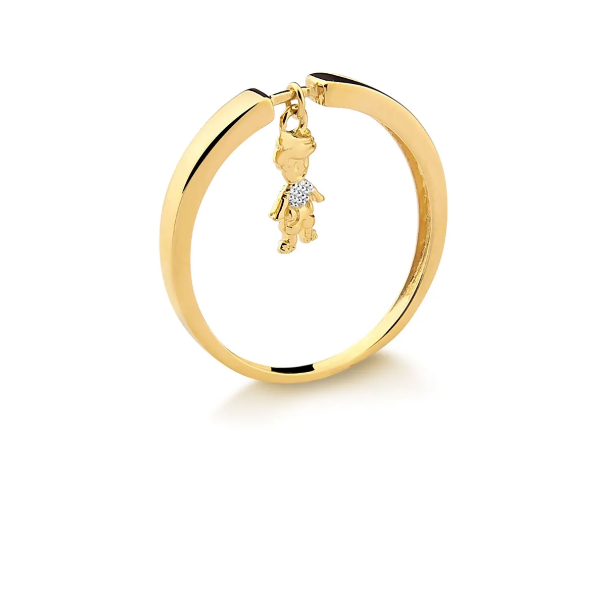 ANEL DE OURO ROSÊ 18K MENINO-BONECOS