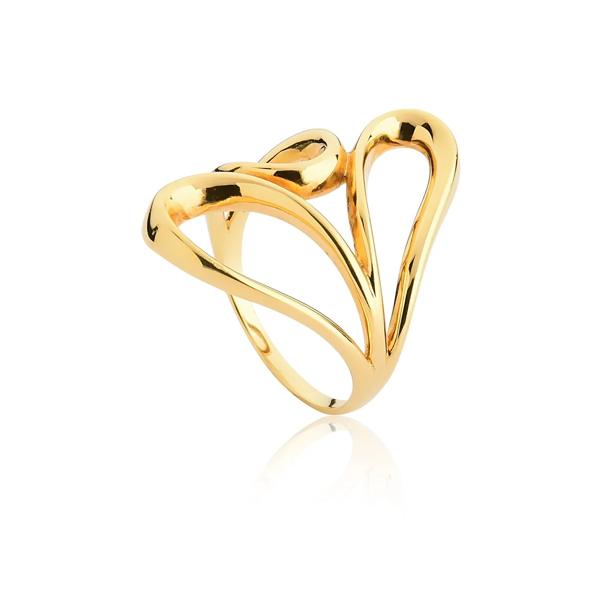 ANEL DE OURO 18K LINHAS CURVAS VAZADAS
