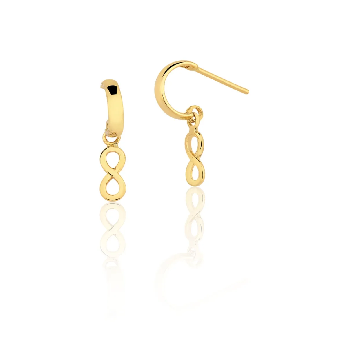 Brinco de Ouro 18k Argolinha Infinito.