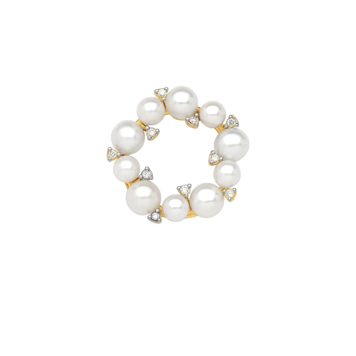 Pingente de Ouro 18k  Frontal com Pérolas e Diamantes.