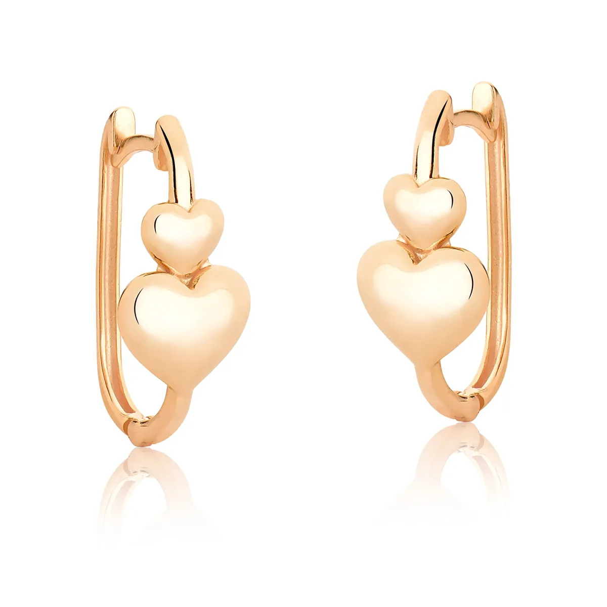 Brinco argola oval prata 925 rosé dois corações For me Pretty