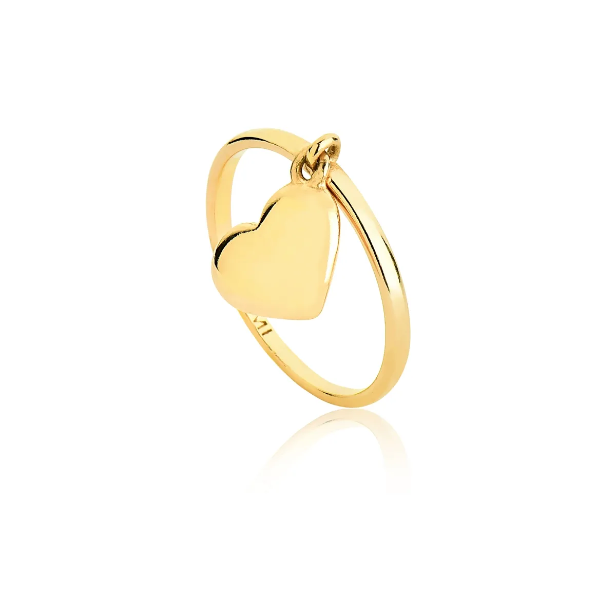 Anel pingente coração prata 925 dourada For me Pretty