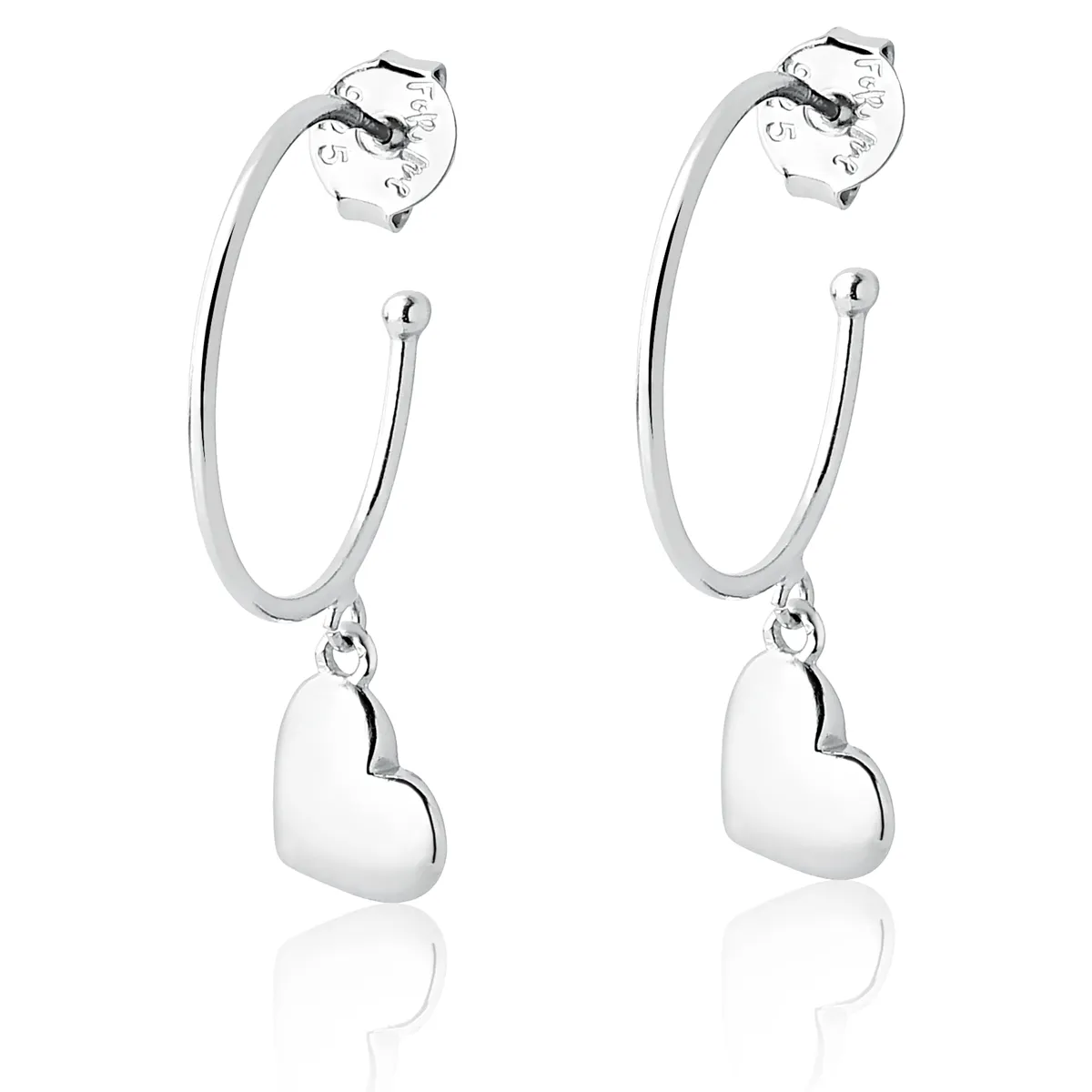 Brinco argola prata 925 com pingente coração For me Pretty