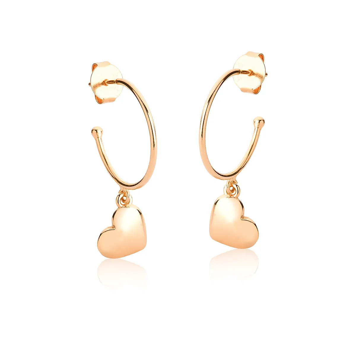 Brinco argola prata 925 rosé com pingente coração For me Pretty