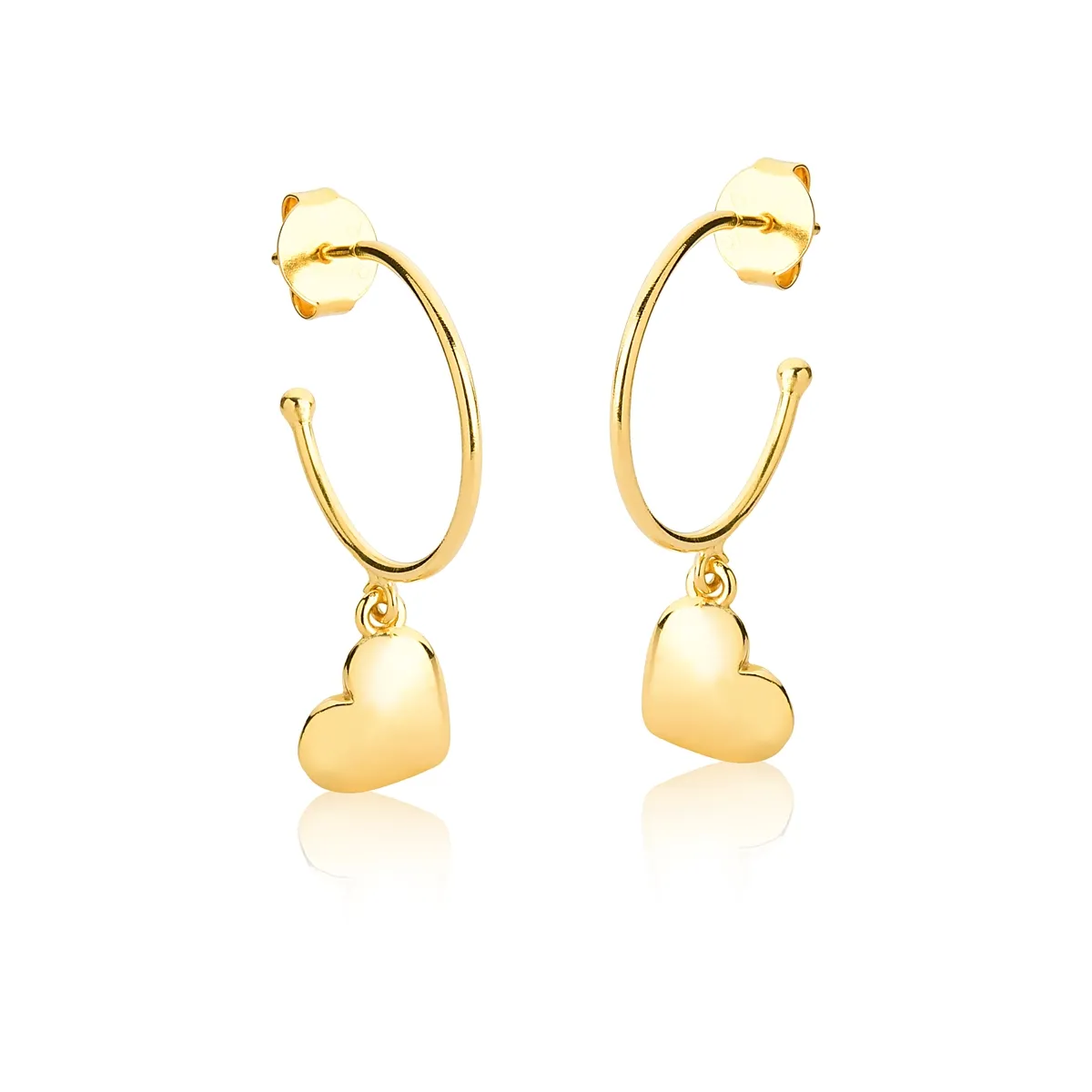 Brinco argola prata 925 dourada com pingente coração For me Pretty