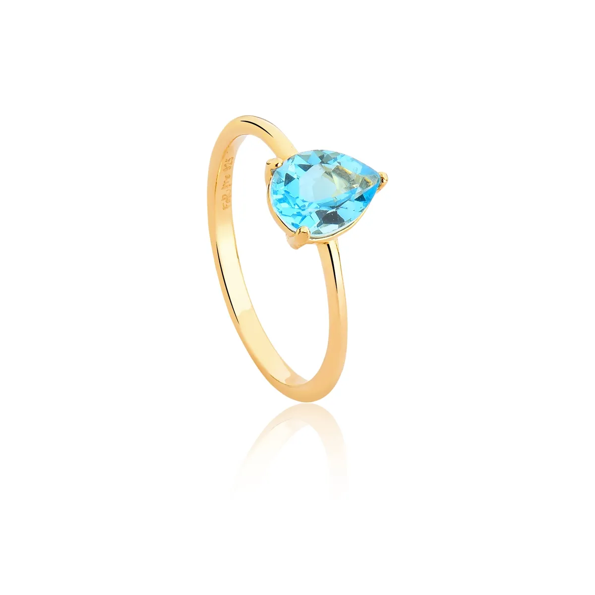 ANEL DE PRATA 925 COM BANHO DOURADO GOTA DE TOPÁZIO SWISS-FOR ME