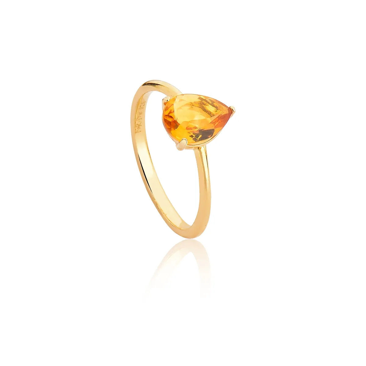 ANEL DE PRATA 925 COM BANHO DOURADO COM GOTA DE CITRINO-FOR ME