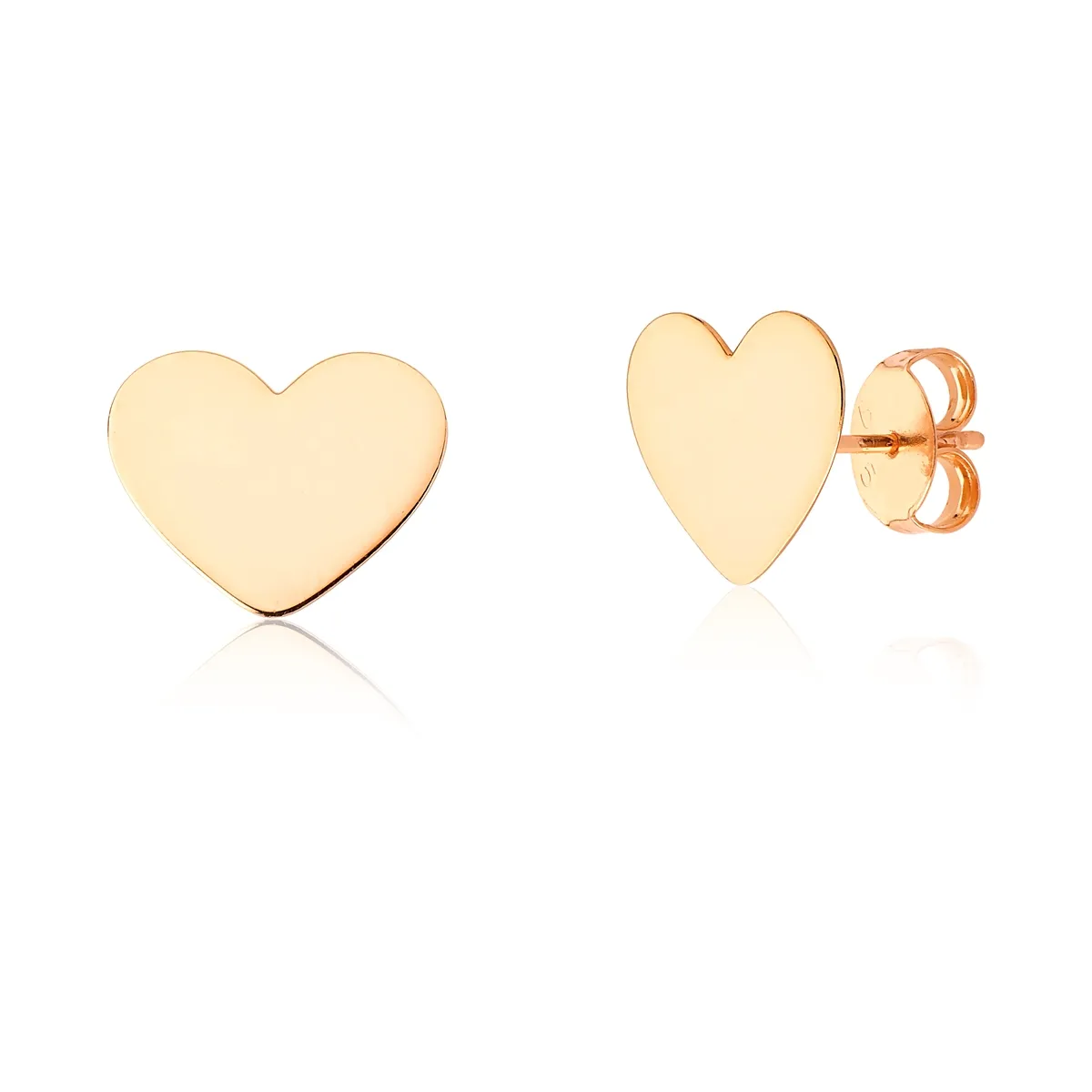 Brinco stud coração prata 925 banho rosé polido For me Pretty