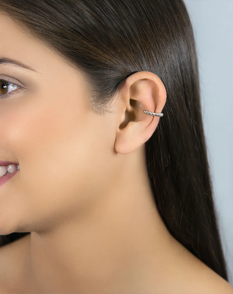 PIERCING DE ORELHA PRATA 925 RODINADO BOLINHAS LISAS-FOR ME