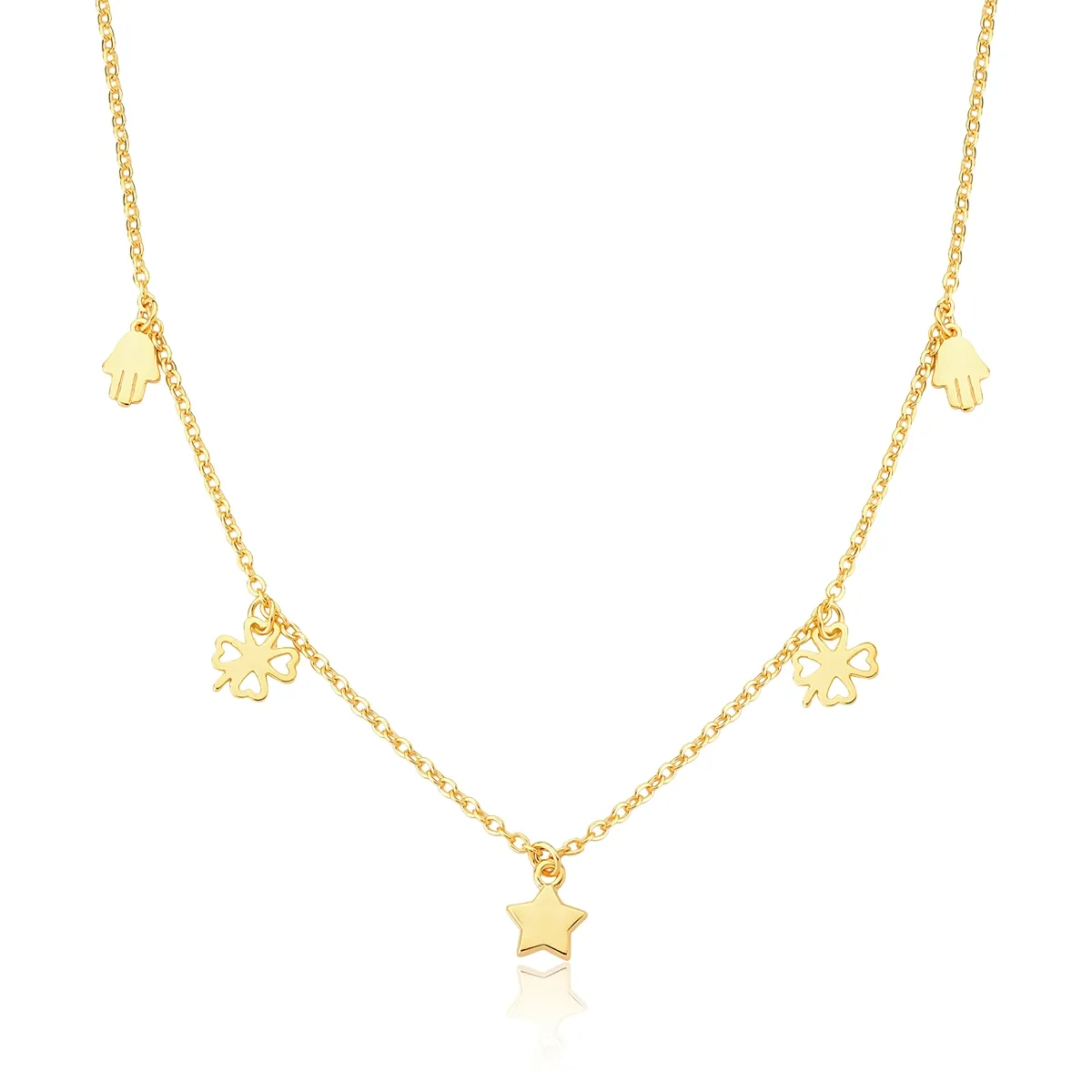 Gargantilha For me Mystic prata 925 dourada com pingentes