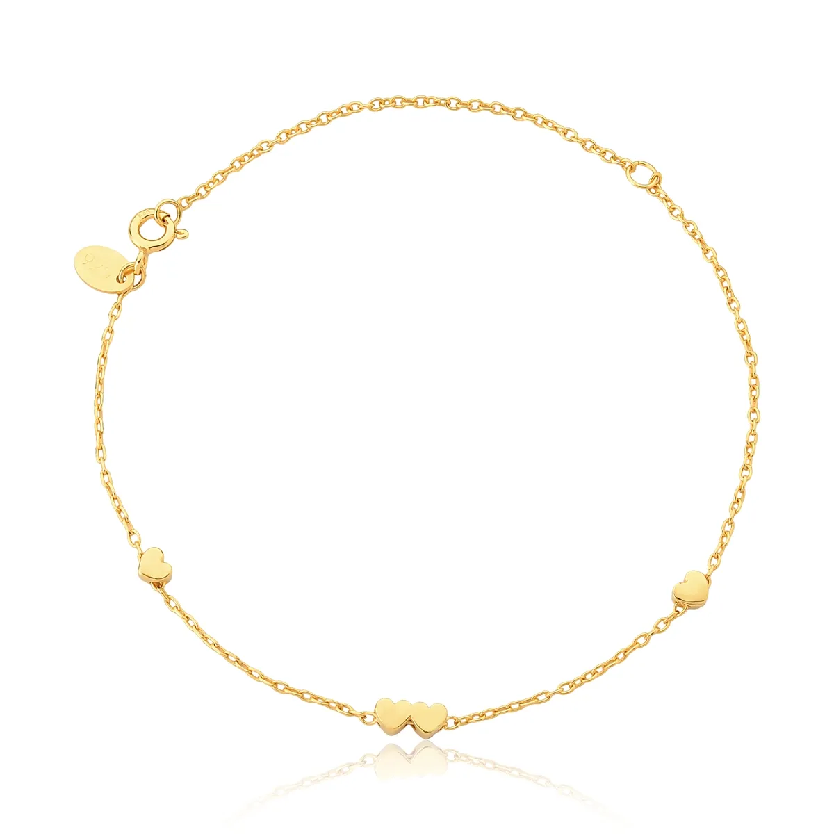 Pulseira de elos articulada prata 925 dourada com corações For me Pretty